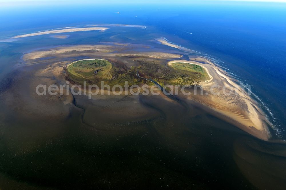 Nigehörn from above - North Sea coastal region of the conservation reserve and bird sanctuary - island in Nigehoern in state of Hamburg