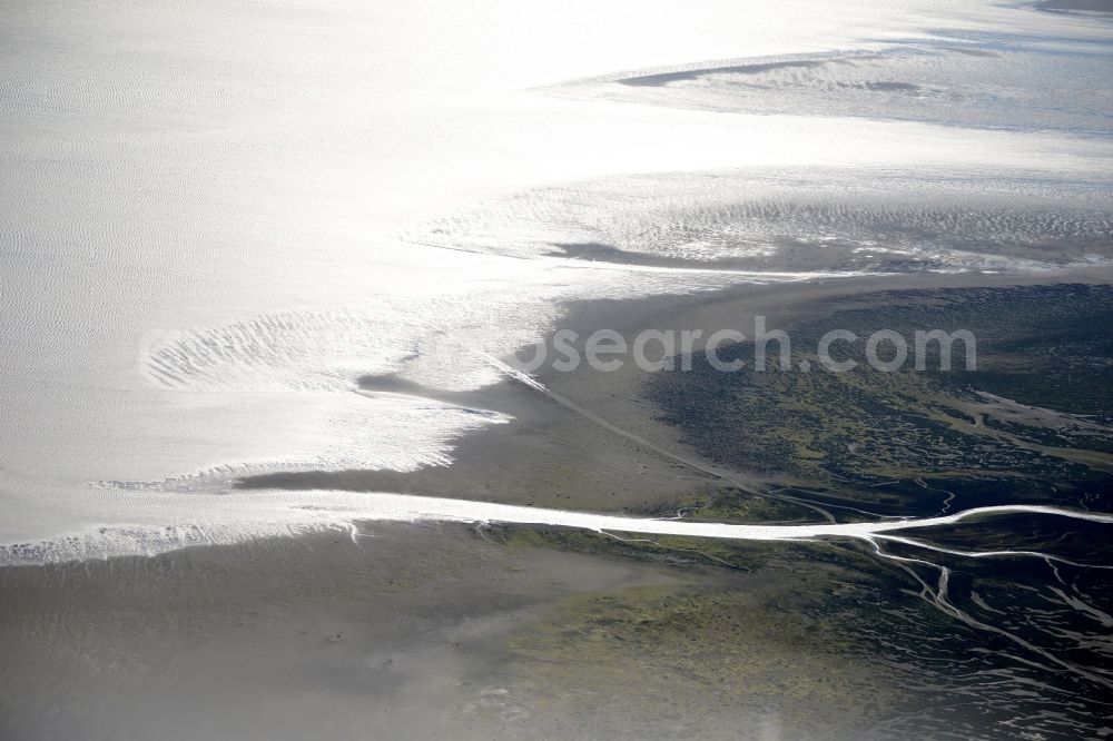 Aerial image Nigehörn - North Sea coastal region of the conservation reserve and bird sanctuary - island in Nigehoern in state of Hamburg