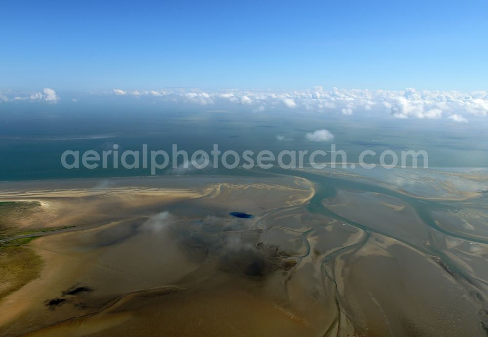 Aerial image Nigehörn - North Sea coastal region of the conservation reserve and bird sanctuary - island in Nigehoern in state of Hamburg