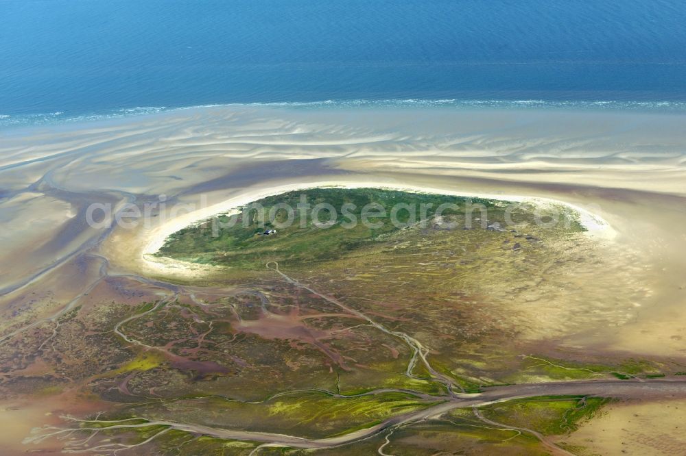 Aerial photograph Nigehörn - North Sea coastal region of the conservation reserve and bird sanctuary - island in Nigehoern in state of Hamburg