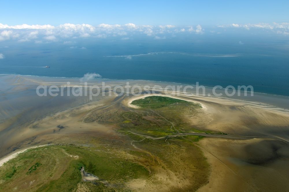 Nigehörn from above - North Sea coastal region of the conservation reserve and bird sanctuary - island in Nigehoern in state of Hamburg