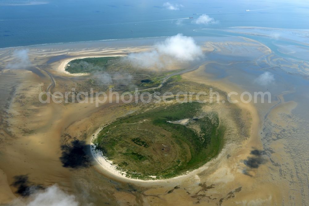 Aerial image Nigehörn - North Sea coastal region of the conservation reserve and bird sanctuary - island in Nigehoern in state of Hamburg