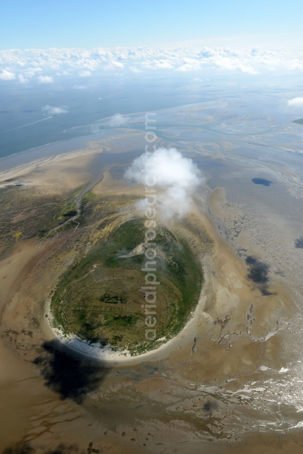 Aerial image Nigehörn - North Sea coastal region of the conservation reserve and bird sanctuary - island in Nigehoern in state of Hamburg