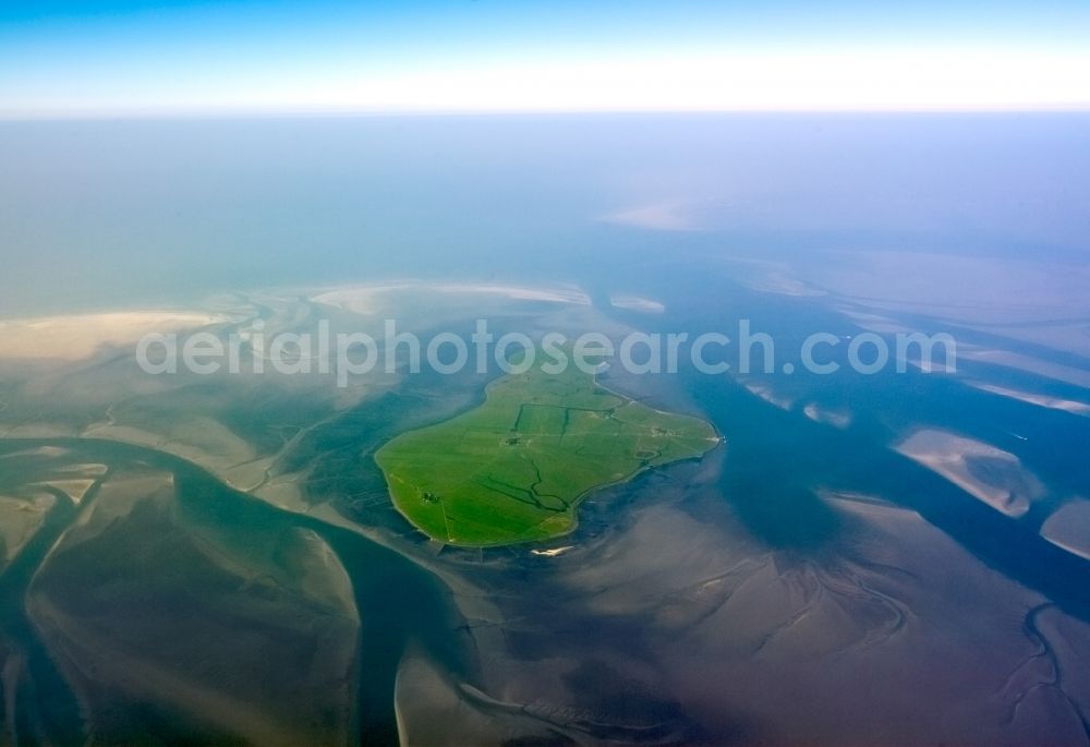 Aerial photograph Pellworm - Coastal area of the North Frisian North Sea island Pellworm in the state Schleswig-Holstein, Germany