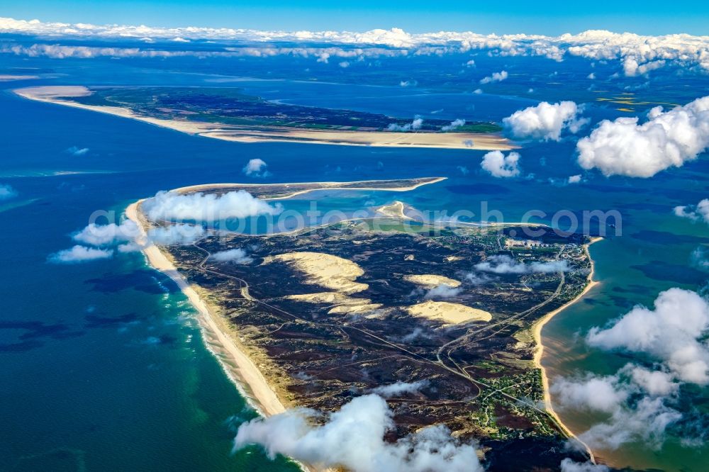 Aerial photograph List - Coastal area of a??a??the North Frisian North Sea island of Sylt and the southern tip of the Danish island of Romo in the state Schleswig-Holstein, Germany