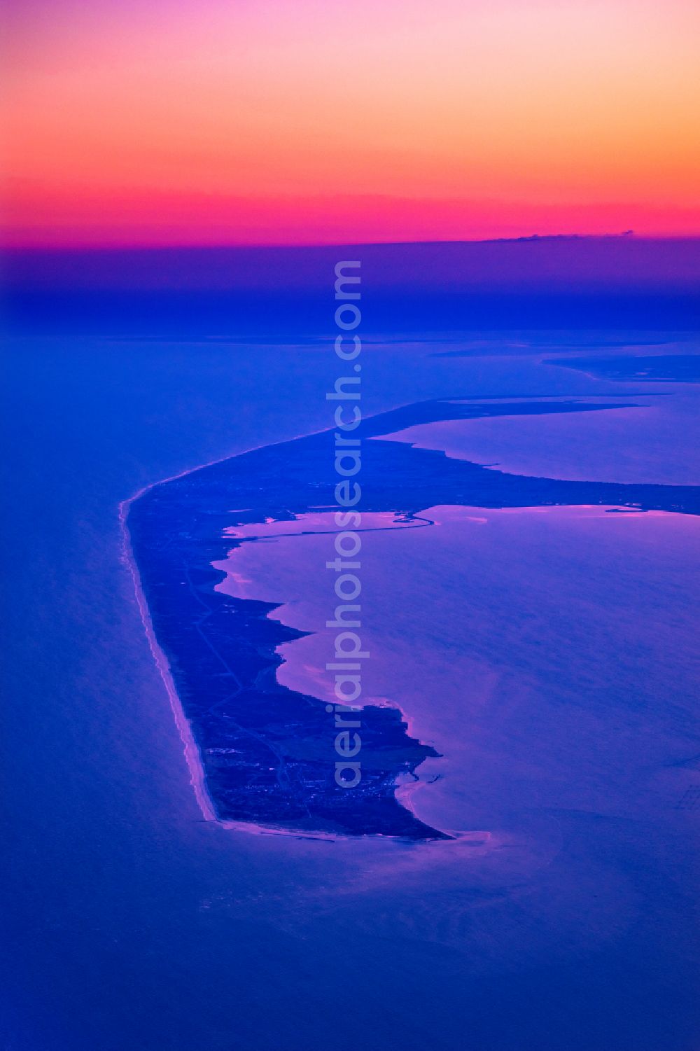 Aerial image Sylt - Coastal area of a??a??the North Frisian North Sea island Sylt in sunrise in the state Schleswig-Holstein, Germany