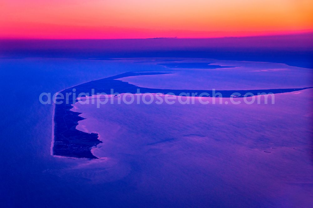 Sylt from above - Coastal area of a??a??the North Frisian North Sea island Sylt in sunrise in the state Schleswig-Holstein, Germany