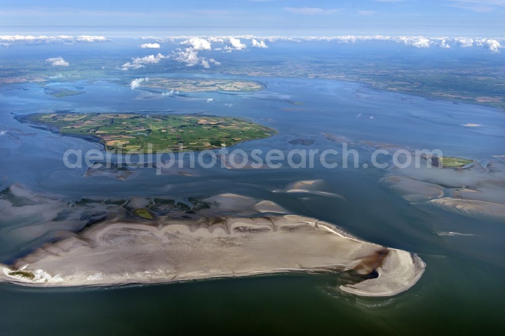 Pellworm from above - Coastal area of the North Sea Hallig Suederoog - Island in Pellworm in the state Schleswig-Holstein