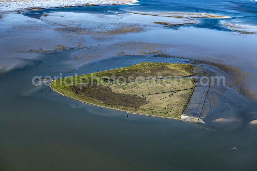 Süderoog from the bird's eye view: Coastal area of the North Sea Hallig Suederoog - Island in Pellworm in the state Schleswig-Holstein