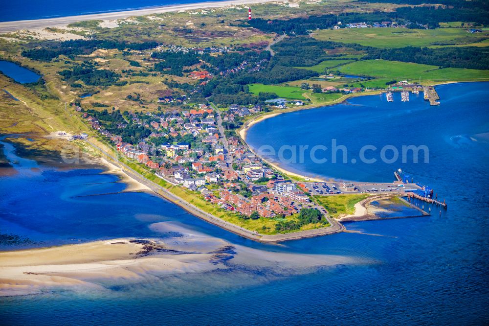 Aerial image Wittdün auf Amrum - Coastal area of southern tip of the North Sea island Amrum and pier in the state Schleswig-Holstein