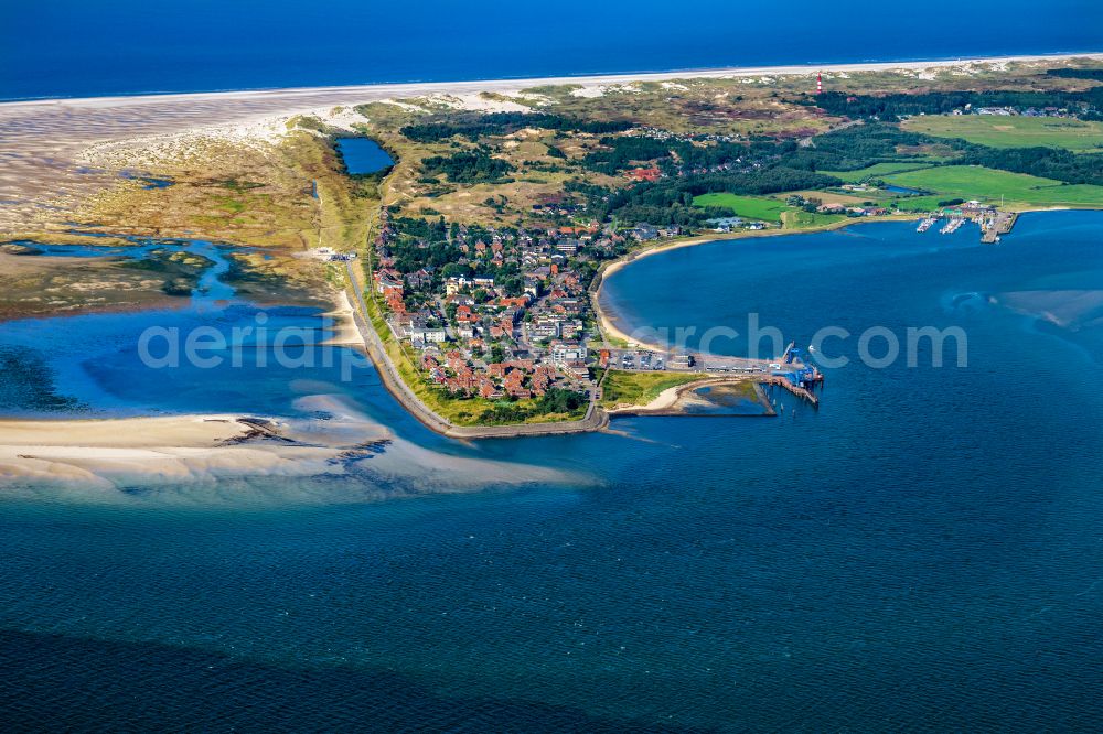 Aerial image Wittdün auf Amrum - Coastal area of southern tip of the North Sea island Amrum and pier in the state Schleswig-Holstein