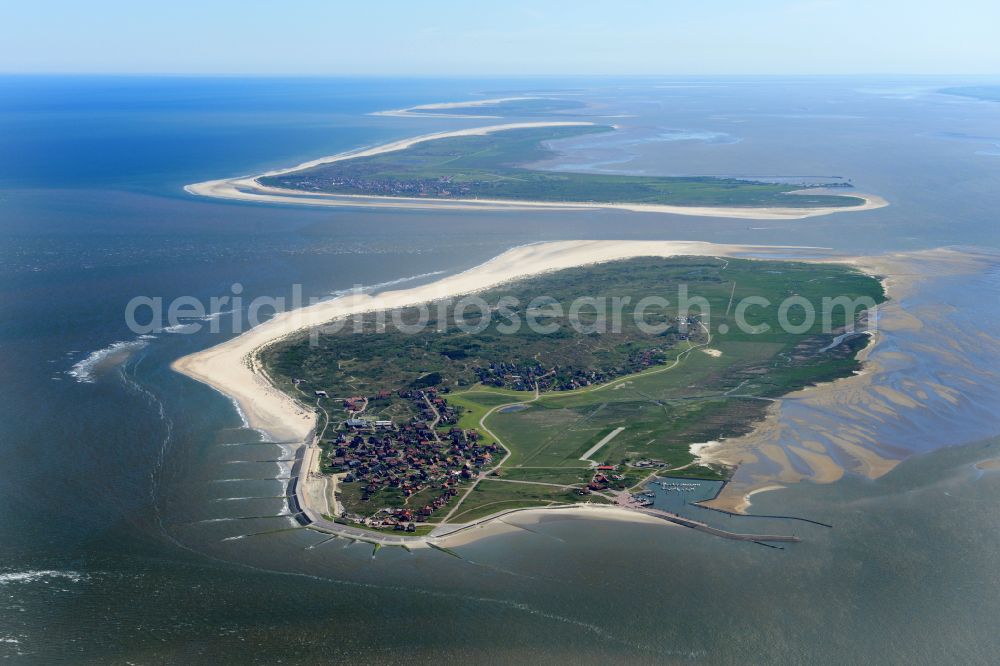 Baltrum from the bird's eye view: Coastal area North Sea - Island in Baltrum East Frisian Islands in the state Lower Saxony, Germany