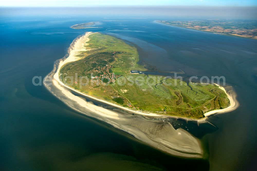 Baltrum from above - Coastal area North Sea - Island in Baltrum East Frisian Islands in the state Lower Saxony, Germany