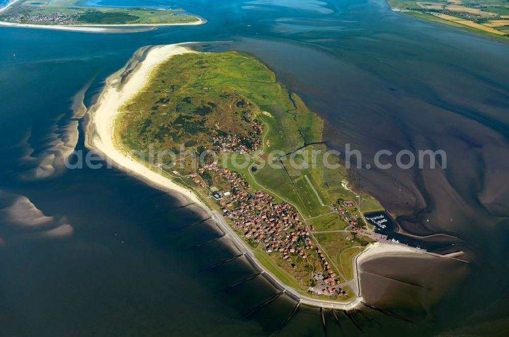 Aerial image Baltrum - Coastal area North Sea - Island in Baltrum East Frisian Islands in the state Lower Saxony, Germany