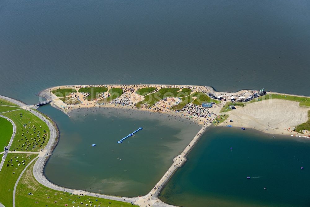 Aerial image Büsum - Coastal area of the North Sea - Island in Buesum in the state Schleswig-Holstein