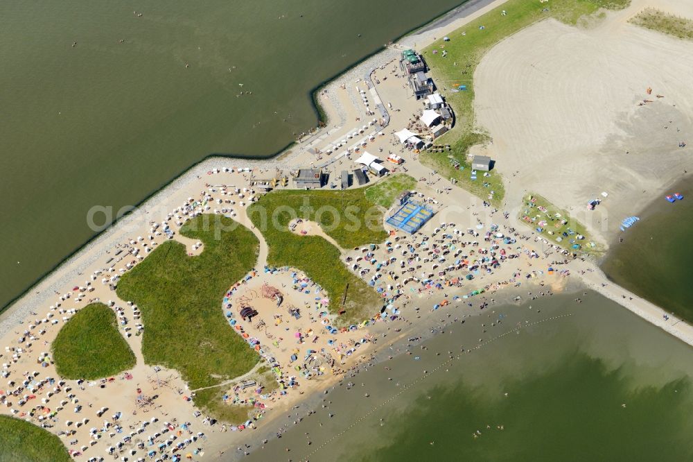 Büsum from the bird's eye view: Coastal area of the North Sea - Island in Buesum in the state Schleswig-Holstein