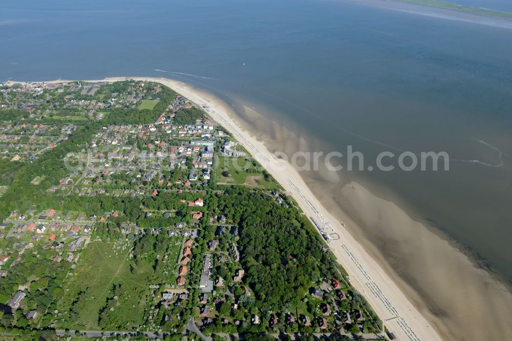 Aerial image Föhr - Coastal area of the Nordsee - Island in Foehr in the state Schleswig-Holstein