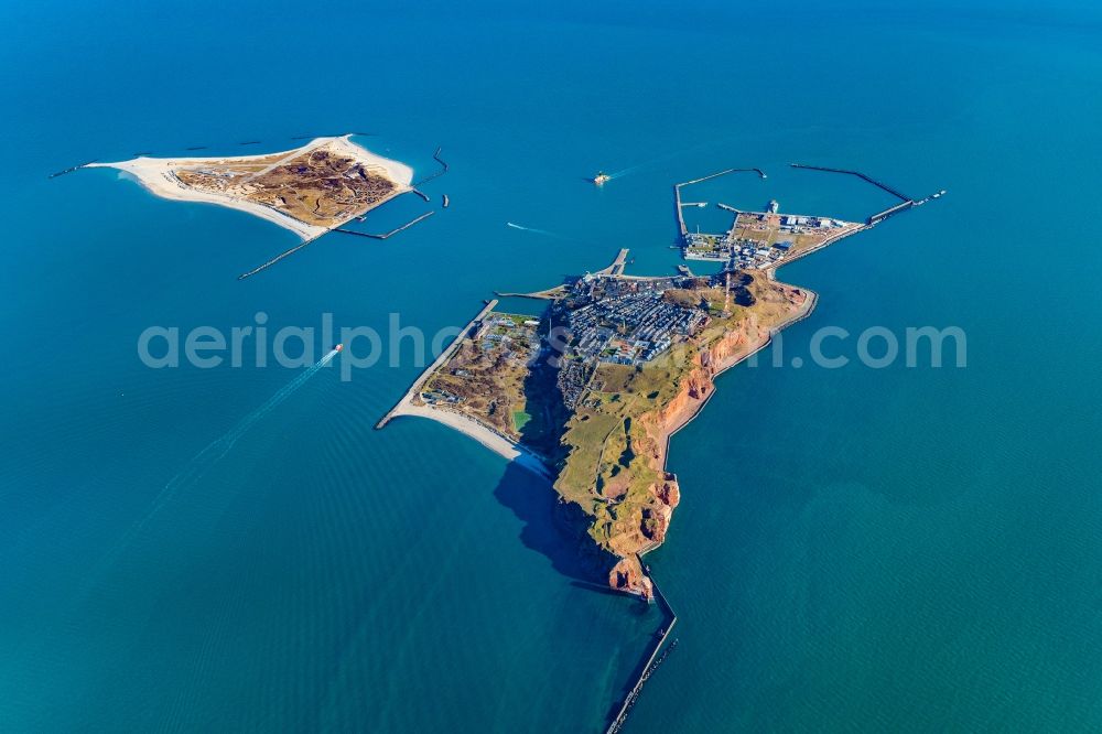 Helgoland from above - Coastal area of the North Sea - Island Helgoland with the Lummen rock in the state Schleswig-Holstein