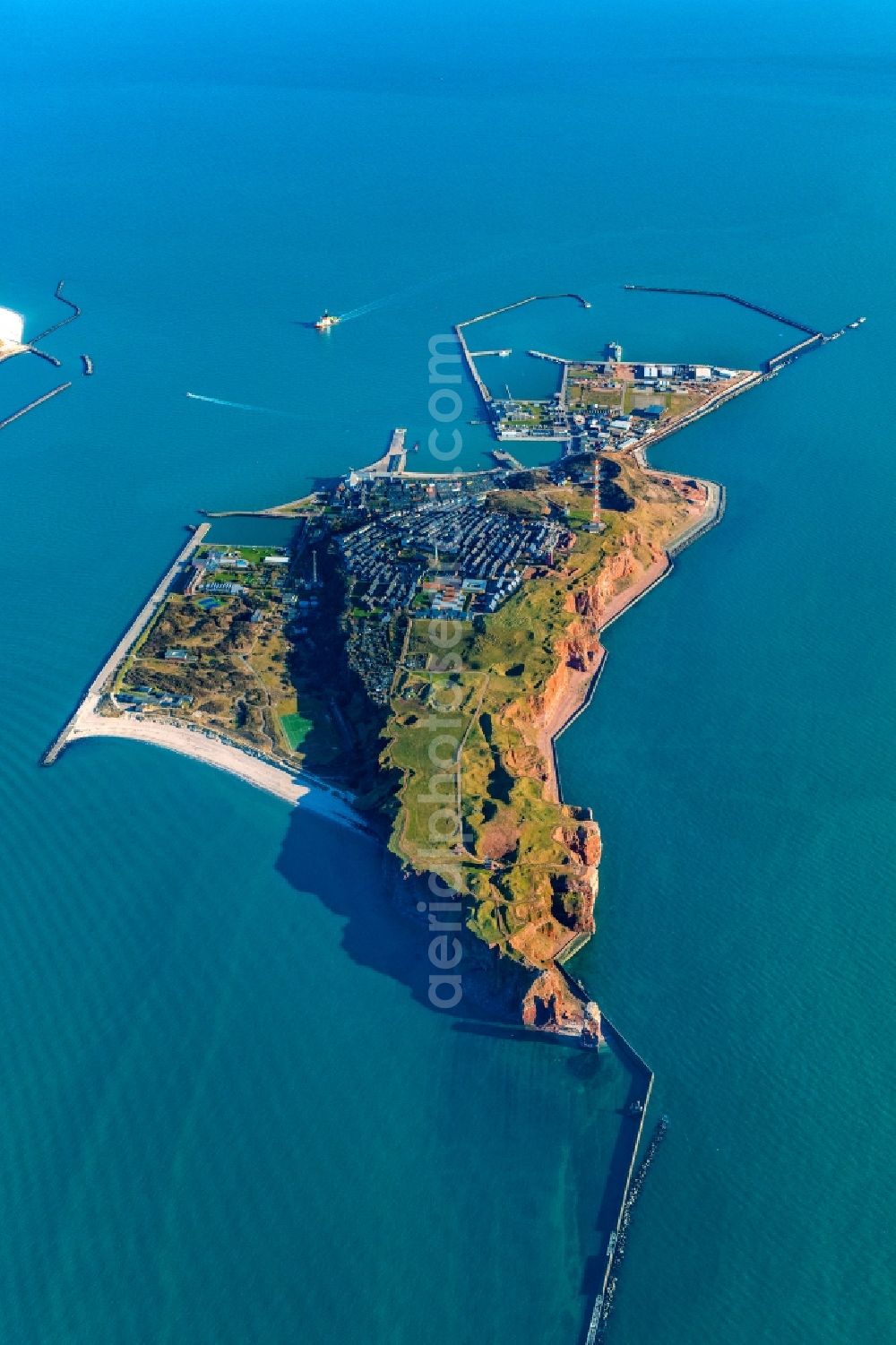 Helgoland from the bird's eye view: Coastal area of the North Sea - Island Helgoland with the Lummen rock in the state Schleswig-Holstein