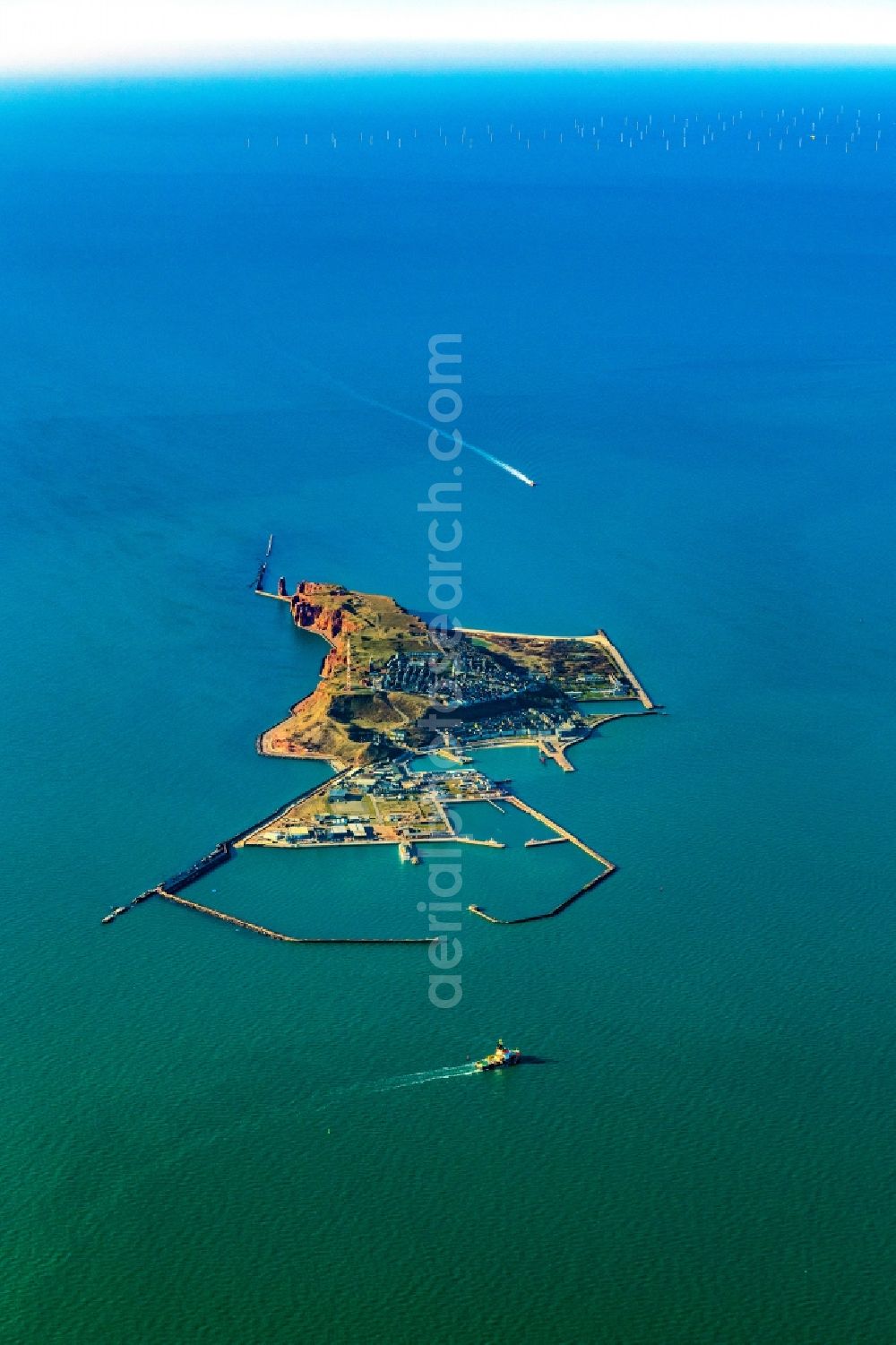 Helgoland from the bird's eye view: Coastal area of the North Sea - Island Helgoland with the Lummen rock in the state Schleswig-Holstein