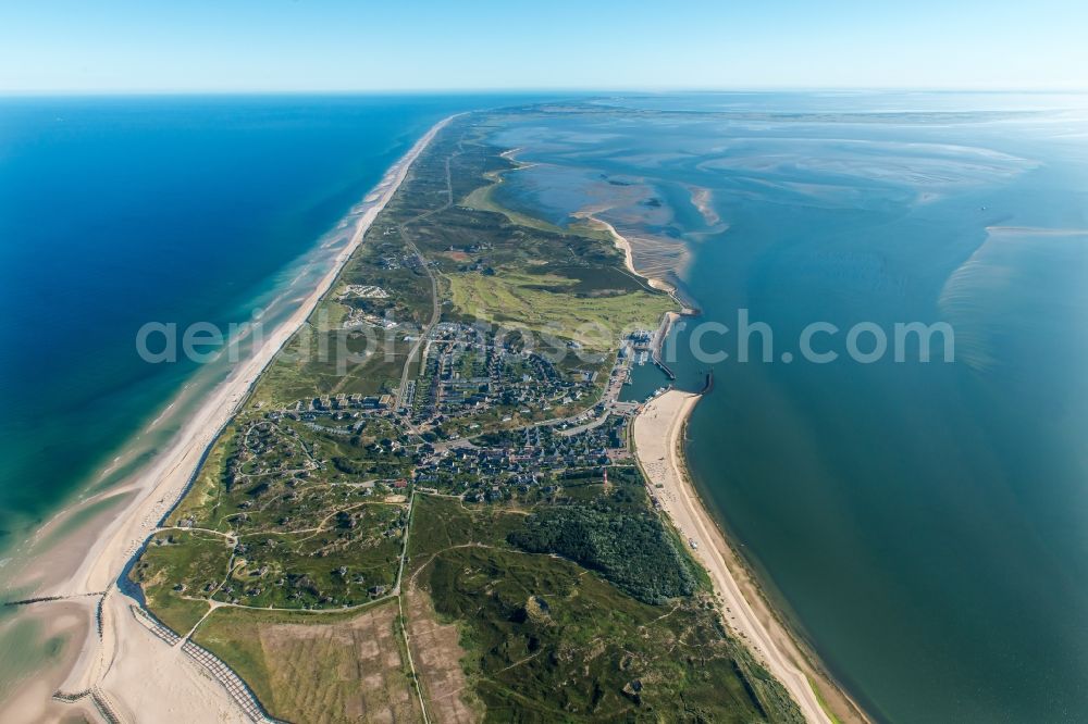 Aerial image Hörnum (Sylt) - Coastal area of the Nordsee - Island in Hoernum (Sylt) in the state Schleswig-Holstein