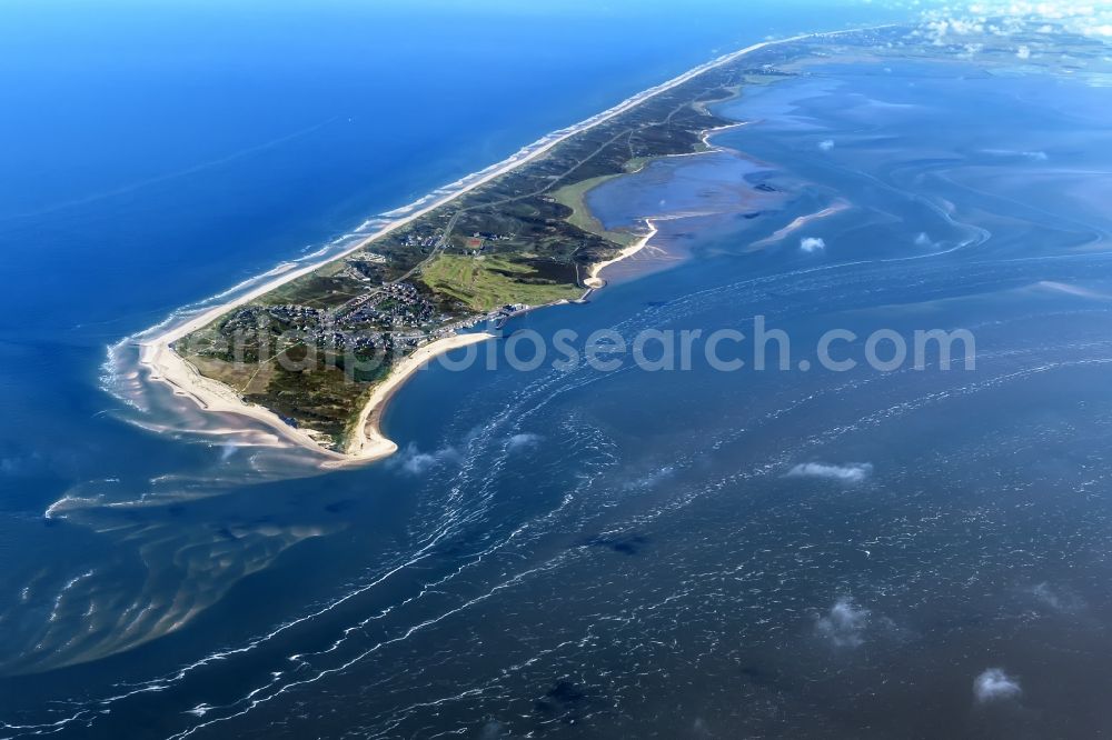 Aerial photograph Hörnum (Sylt) - Coastal area of the Nordsee - Island in Hoernum (Sylt) in the state Schleswig-Holstein