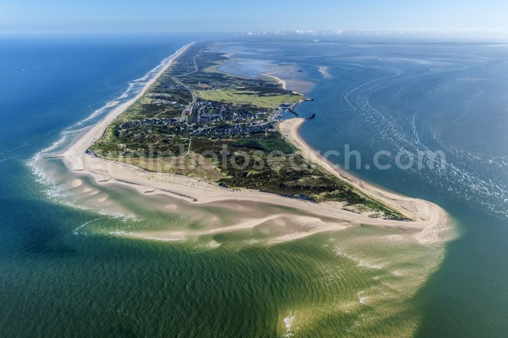 Hörnum (Sylt) from the bird's eye view: Coastal area of the Nordsee - Island in Hoernum (Sylt) in the state Schleswig-Holstein