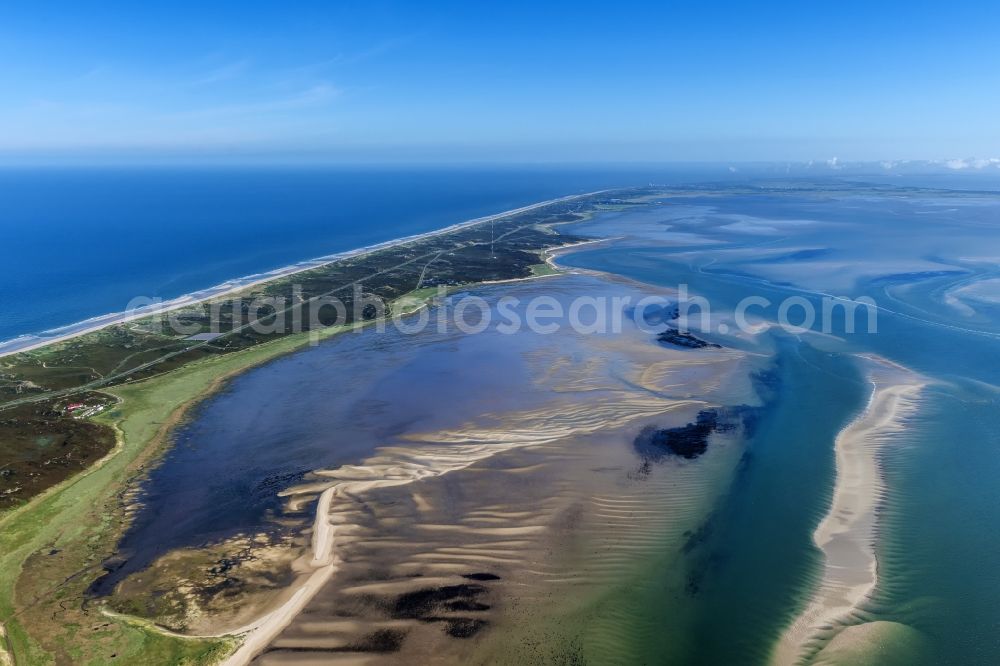 Hörnum (Sylt) from the bird's eye view: Coastal area of the Nordsee - Island in Hoernum (Sylt) in the state Schleswig-Holstein