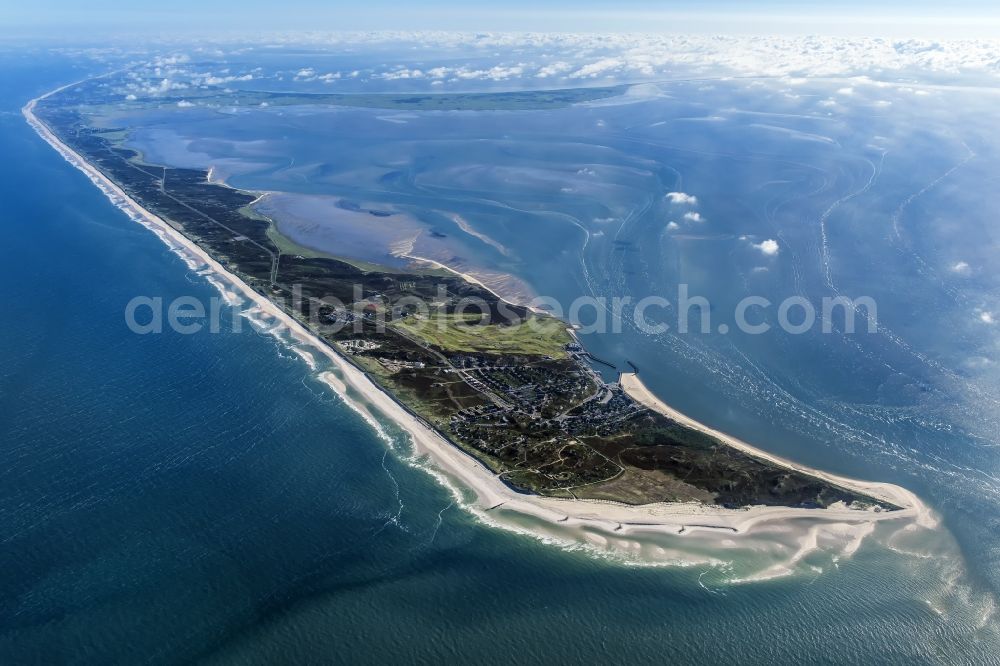 Aerial photograph Hörnum (Sylt) - Coastal area of the Nordsee - Island in Hoernum (Sylt) in the state Schleswig-Holstein