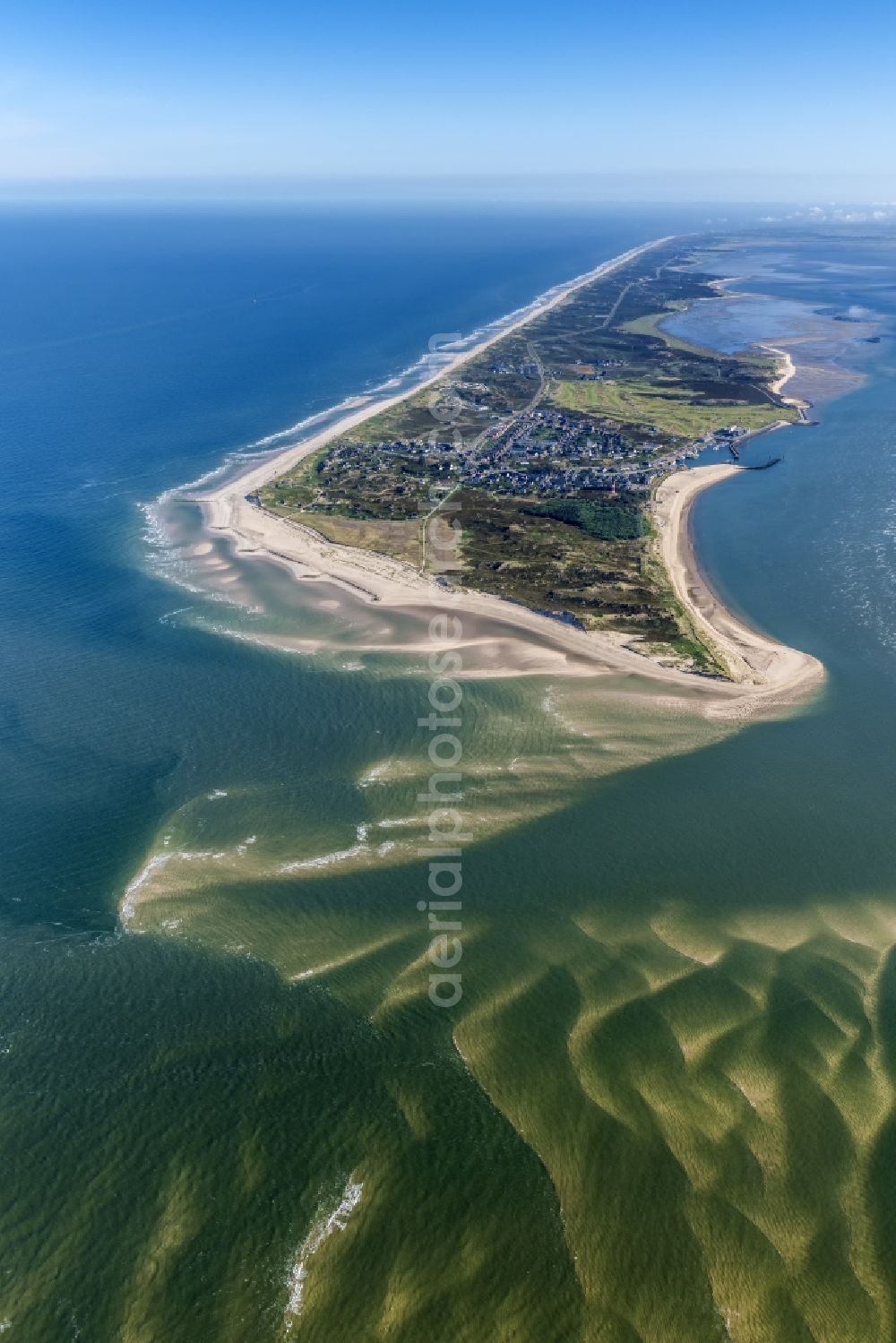 Hörnum (Sylt) from above - Coastal area of the Nordsee - Island in Hoernum (Sylt) in the state Schleswig-Holstein