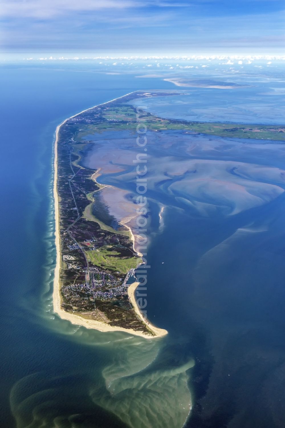 Hörnum (Sylt) from above - Coastal area of the Nordsee - Island in Hoernum (Sylt) in the state Schleswig-Holstein