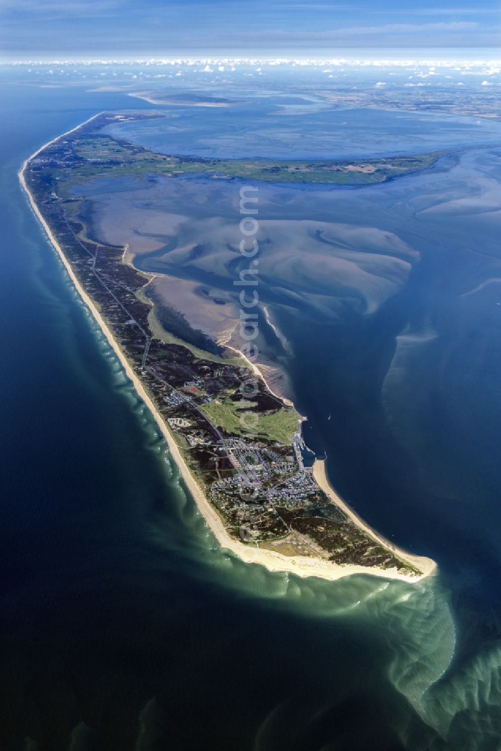 Hörnum (Sylt) from above - Coastal area of the Nordsee - Island in Hoernum (Sylt) in the state Schleswig-Holstein