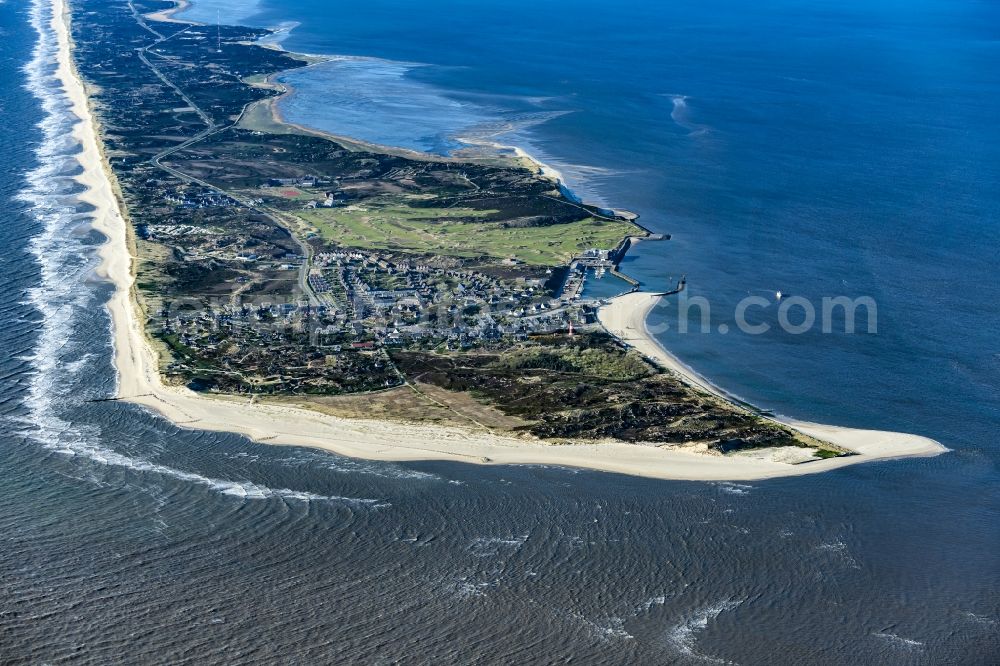 Hörnum (Sylt) from the bird's eye view: Coastal area of the Nordsee - Island in Hoernum (Sylt) in the state Schleswig-Holstein