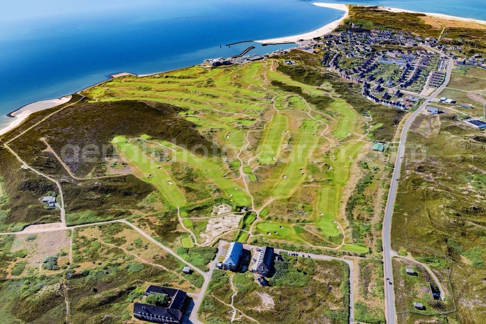 Aerial image Hörnum (Sylt) - Coastal area of a??a??the North Sea island in Hoernum (Sylt) in the state Schleswig-Holstein, golf course Budersand Hoernum