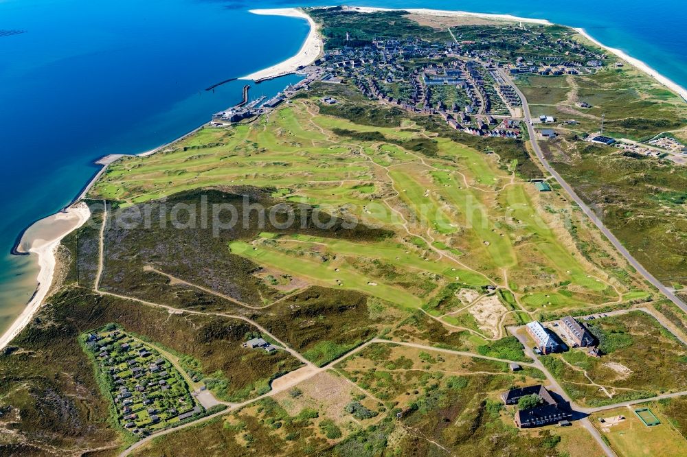 Aerial photograph Hörnum (Sylt) - Coastal area of a??a??the North Sea island in Hoernum (Sylt) in the state Schleswig-Holstein, golf course Budersand Hoernum