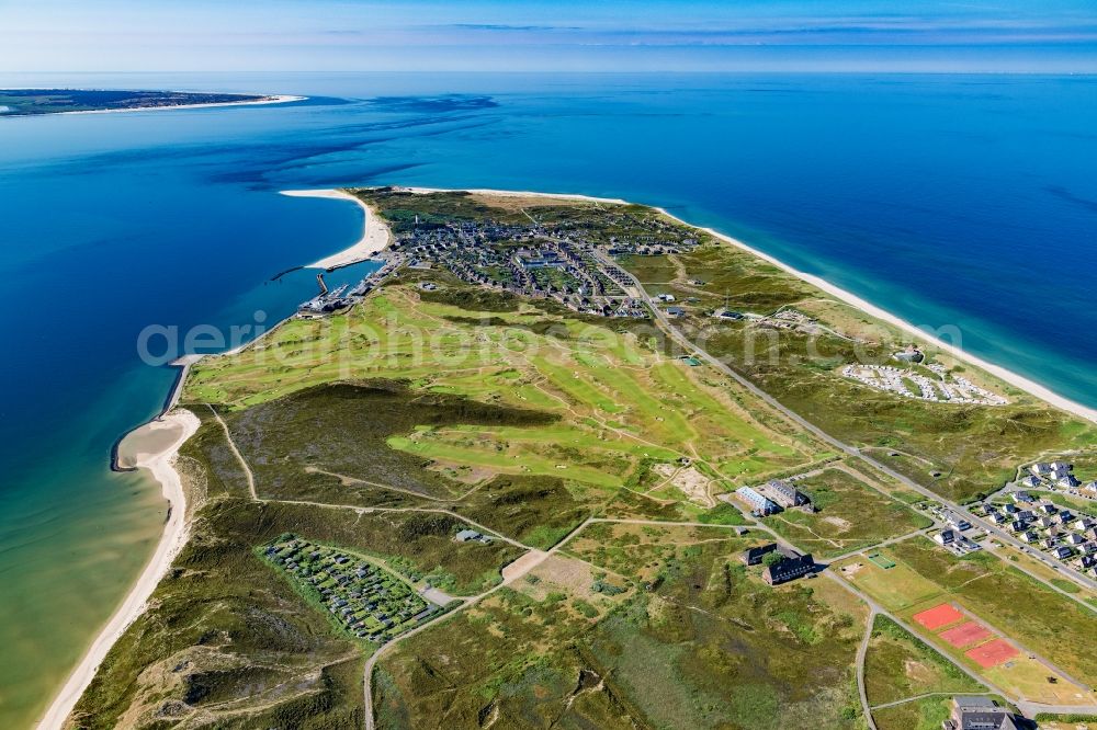 Hörnum (Sylt) from above - Coastal area of a??a??the North Sea island in Hoernum (Sylt) in the state Schleswig-Holstein, golf course Budersand Hoernum