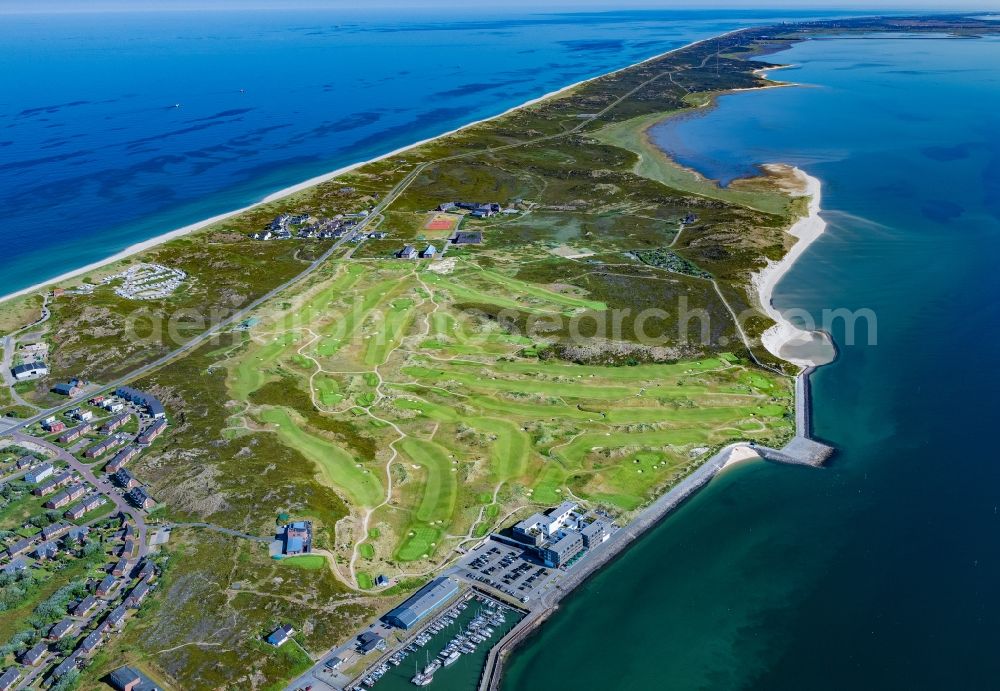 Aerial photograph Hörnum (Sylt) - Coastal area of a??a??the North Sea island in Hoernum (Sylt) in the state Schleswig-Holstein, golf course Budersand Hoernum