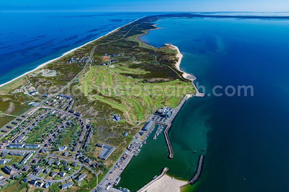 Hörnum (Sylt) from above - Coastal area of a??a??the North Sea island in Hoernum (Sylt) in the state Schleswig-Holstein, golf course Budersand Hoernum