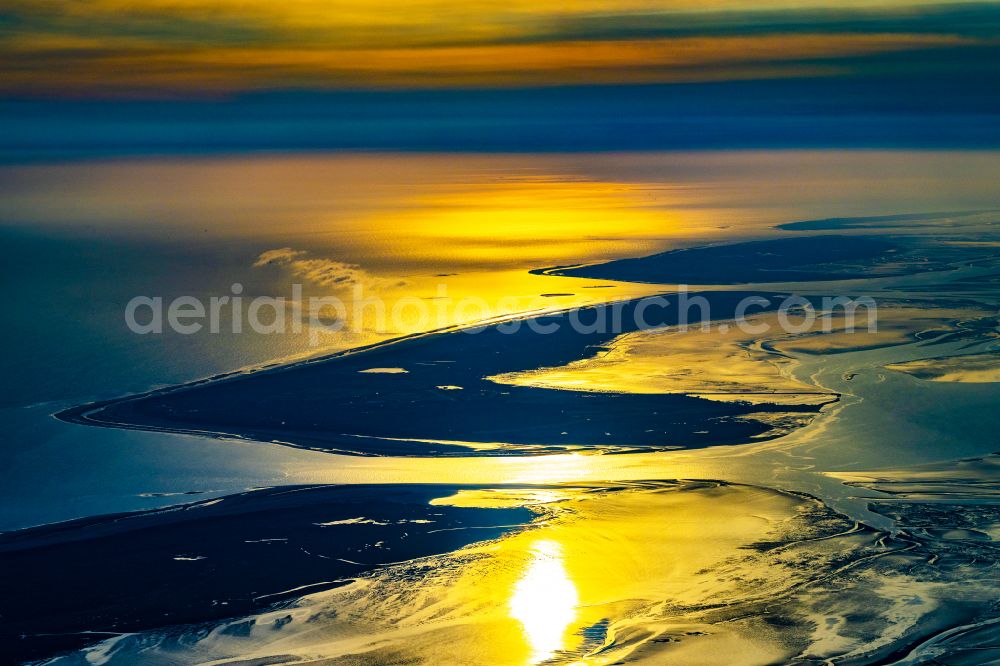 Langeoog from the bird's eye view: Coastal area the North Sea island - Island in Langeoog on island Langeoog in the state Lower Saxony, Germany