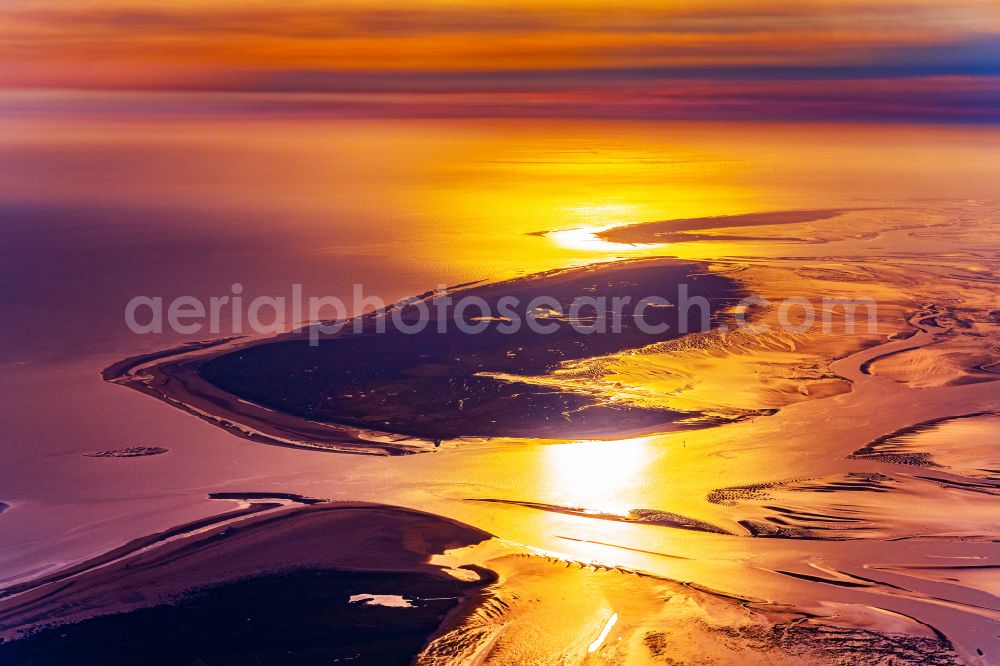 Aerial photograph Langeoog - Coastal area the North Sea island - Island in Langeoog on island Langeoog in the state Lower Saxony, Germany