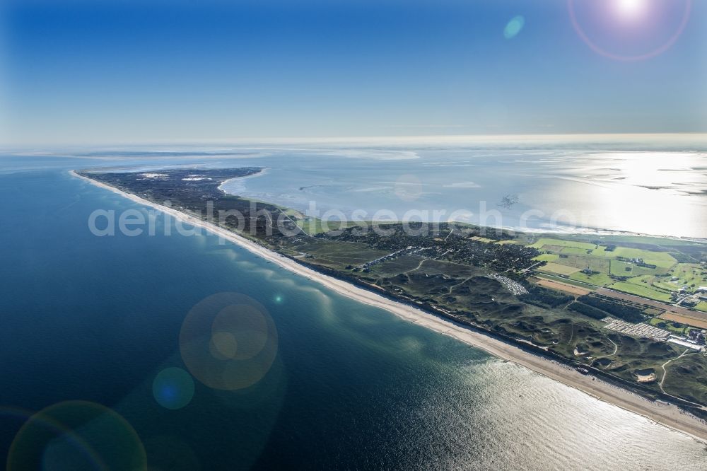 Aerial photograph Kampen (Sylt) - Coastal area of the North Sea - Island in Kampen (Sylt) in the state Schleswig-Holstein