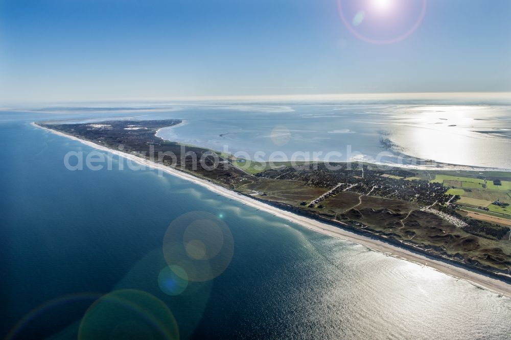 Kampen (Sylt) from above - Coastal area of the North Sea - Island in Kampen (Sylt) in the state Schleswig-Holstein