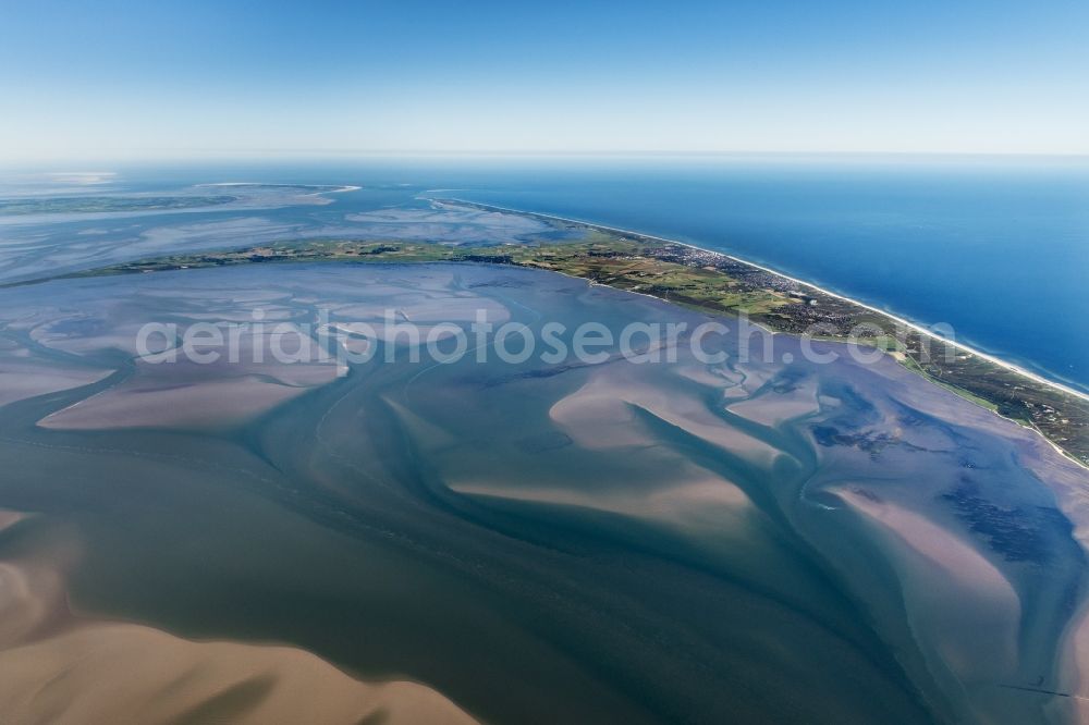 Aerial image Kampen (Sylt) - Coastal area of the North Sea - Island in Kampen (Sylt) in the state Schleswig-Holstein