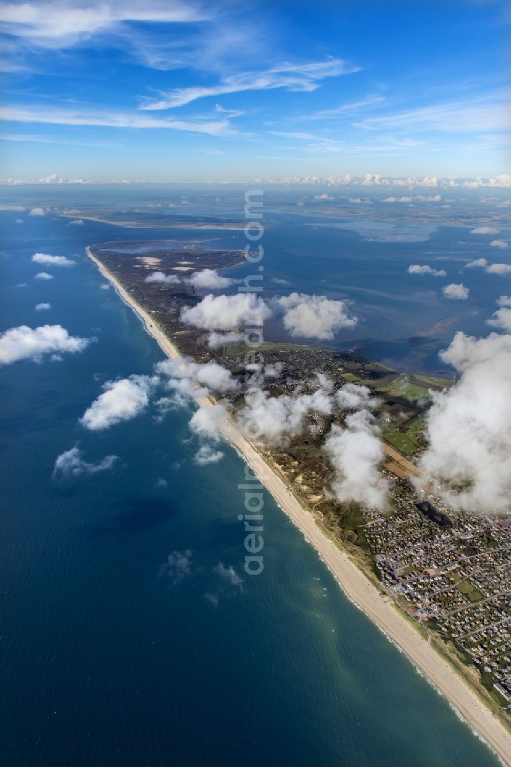 Kampen (Sylt) from above - Coastal area of the North Sea - Island in Kampen (Sylt) in the state Schleswig-Holstein