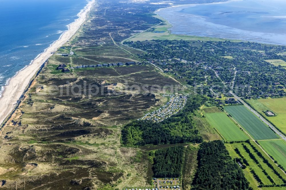 Kampen (Sylt) from the bird's eye view: Coastal area of the North Sea - Island in Kampen (Sylt) in the state Schleswig-Holstein