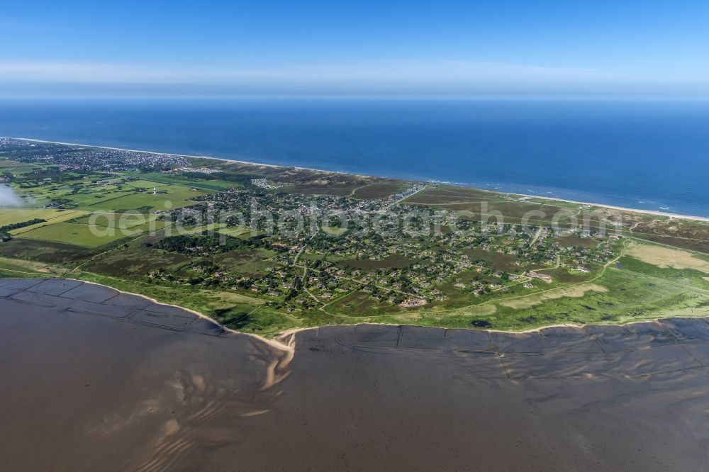 Aerial image Kampen (Sylt) - Coastal area of the North Sea - Island in Kampen (Sylt) in the state Schleswig-Holstein