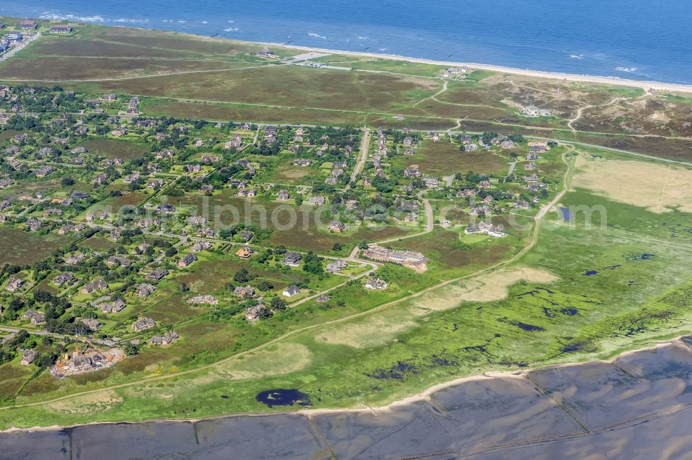 Kampen (Sylt) from above - Coastal area of the North Sea - Island in Kampen (Sylt) in the state Schleswig-Holstein