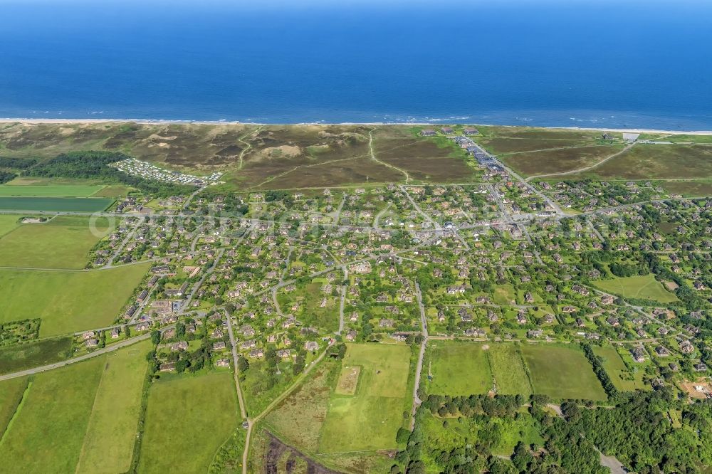 Aerial photograph Kampen (Sylt) - Coastal area of the North Sea - Island in Kampen (Sylt) in the state Schleswig-Holstein