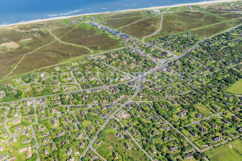 Kampen (Sylt) from the bird's eye view: Coastal area of the North Sea - Island in Kampen (Sylt) in the state Schleswig-Holstein