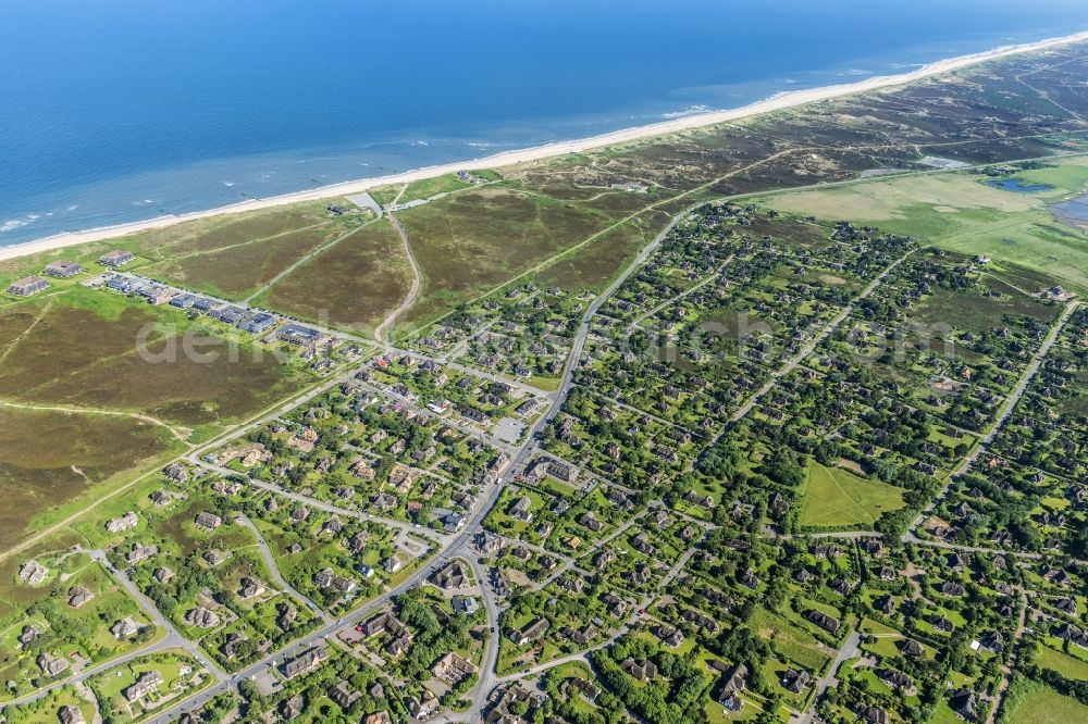 Kampen (Sylt) from above - Coastal area of the North Sea - Island in Kampen (Sylt) in the state Schleswig-Holstein